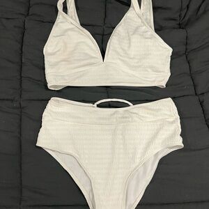 SHEIN White Textured Bikini Set
